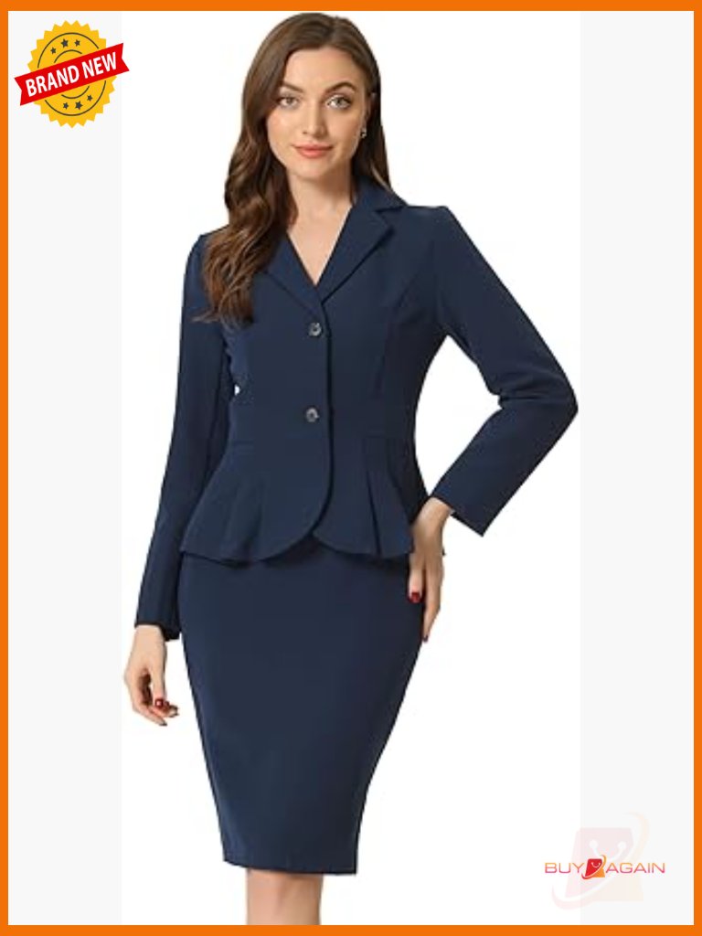 2 Piece Skirt Suit Set Blazer And Pencil Skirt Office Business Outfit
